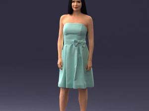 000153 Mulher em vestido de festa sem al&ccedil;as 0714 3dp Modelo de Impressão 3D