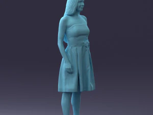 000153 Mulher em vestido de festa sem al&ccedil;as 0714 3dp Modelo de Impressão 3D