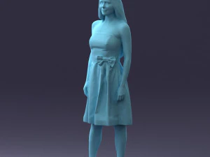 000153 Mulher em vestido de festa sem al&ccedil;as 0714 3dp Modelo de Impressão 3D