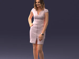 000154 Woman in Elegant Business Dress 0714 3D Model