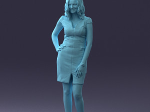 000154 Woman in Elegant Business Dress 0714 3D मॉडल