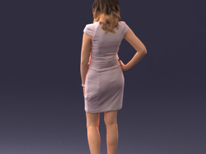 000154 Woman in Elegant Business Dress 0714 3dp 3D Print Model