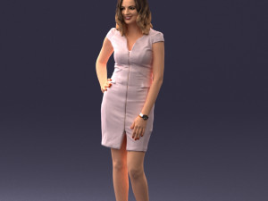 000154 Woman in Elegant Business Dress 0714 3dp 3D Print Model