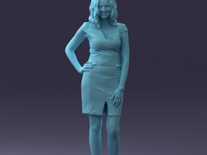 000154 Woman in Elegant Business Dress 0714 3dp 3D Print Model