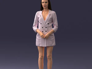 000155 सफेद ब्लेज़र ड्रेस में खूबसूरत महिला 0714 3D मॉडल