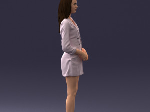000155 Elegant Woman in White Blazer Dress 0714 3D मॉडल