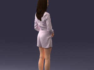 000155 Elegant Woman in White Blazer Dress 0714 3D मॉडल