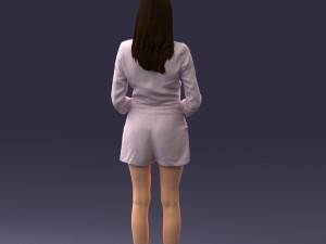 000155 Elegant Woman in White Blazer Dress 0714 3D मॉडल