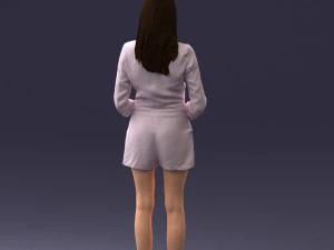 000155 Elegant Woman in White Blazer Dress 0714 3D Model