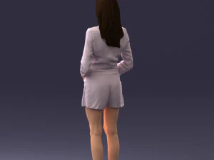 000155 Elegant Woman in White Blazer Dress 0714 3D Model