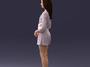000155 Elegant Woman in White Blazer Dress 0714 3D Model