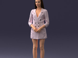 000155 Elegant Woman in White Blazer Dress 0714 3D मॉडल