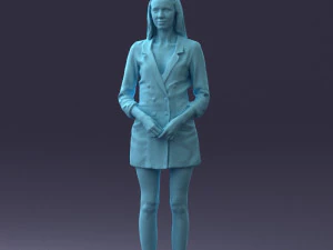 000155 Elegant Woman in White Blazer Dress 0714 3D Model