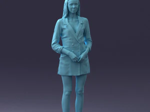 000155 Elegant Woman in White Blazer Dress 0714 3D Model