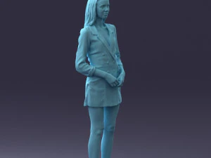 000155 Elegant Woman in White Blazer Dress 0714 3D Model