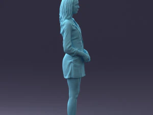 000155 Elegant Woman in White Blazer Dress 0714 3D Model