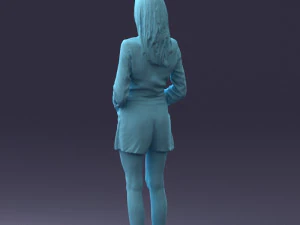 000155 Elegant Woman in White Blazer Dress 0714 3D Model