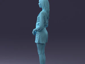 000155 Elegant Woman in White Blazer Dress 0714 3D Model