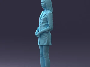 000155 Elegant Woman in White Blazer Dress 0714 3D Model