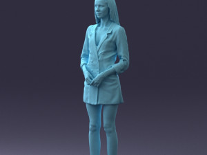 000155 Elegant Woman in White Blazer Dress 0714 3D मॉडल