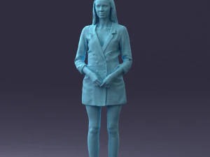 000155 Elegant Woman in White Blazer Dress 0714 3D Model