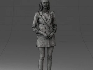 000155 Elegant Woman in White Blazer Dress 0714 3D Model