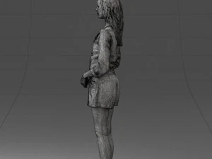 000155 Elegant Woman in White Blazer Dress 0714 3D Model