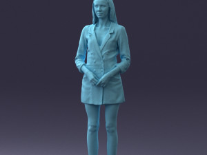 000155 Elegant Woman in White Blazer Dress 0714 3dp 3D 프린트 모델
