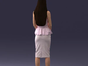 000156 Woman in Strapless Peplum Dress 0714 3D Model