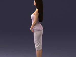 000156 Woman in Strapless Peplum Dress 0714 3D Model