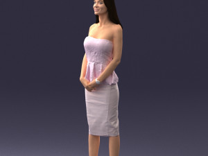 000156 Woman in Strapless Peplum Dress 0714 Modello 3D