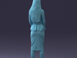 000156 Woman in Strapless Peplum Dress 0714 Modello 3D