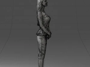000156 Woman in Strapless Peplum Dress 0714 3D Model