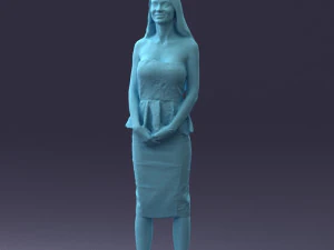 000156 Woman in Strapless Peplum Dress 0714 3dp 3D Print Model
