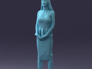 000156 Woman in Strapless Peplum Dress 0714 3dp 3D Print Model