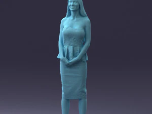 000156 Woman in Strapless Peplum Dress 0714 3dp 3D Print Model