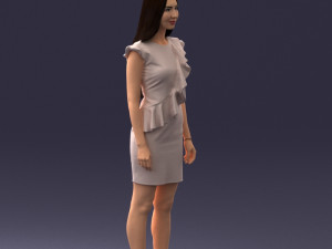 000157 Woman in Elegant Ruffled Dress 3D Модель