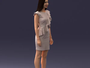 000157 Woman in Elegant Ruffled Dress 3D Model