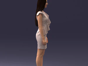 000157 Woman in Elegant Ruffled Dress 3D Model