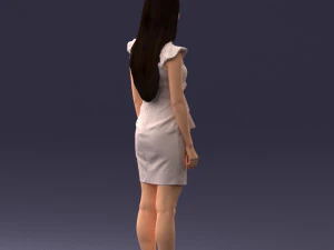 000157 Woman in Elegant Ruffled Dress 3D Model
