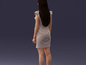 000157 Woman in Elegant Ruffled Dress 3D Model