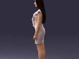 000157 Woman in Elegant Ruffled Dress 3D Model