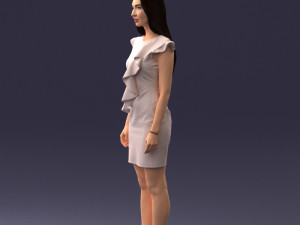 000157 Woman in Elegant Ruffled Dress 3D Модель