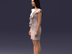 000157 Woman in Elegant Ruffled Dress 3D Model