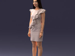 000157 Woman in Elegant Ruffled Dress 3D Model