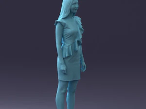 000157 Woman in Elegant Ruffled Dress 3D Model