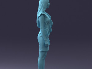 000157 Woman in Elegant Ruffled Dress 3D Модель
