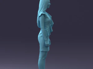 000157 Woman in Elegant Ruffled Dress 3D Model