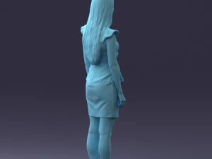 000157 Woman in Elegant Ruffled Dress 3D Model