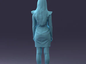 000157 Woman in Elegant Ruffled Dress 3D Model